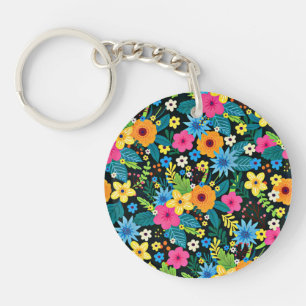 Lebhafte Ditsy-Blume Blumenmuster-43785 Schlüsselanhänger