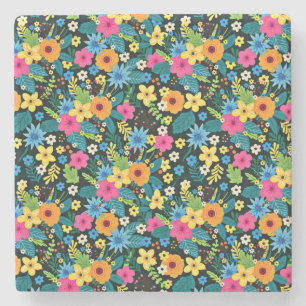 Lebhafte Ditsy-Blume Blumenmuster-43785 Steinuntersetzer