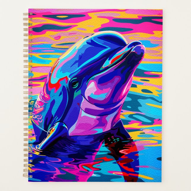 Lebhafte Dolphin - farbenfroher Traum im Ozean Planer (Vorderseite)