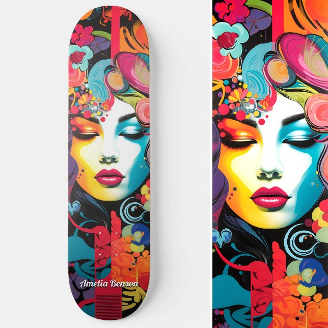 Lebhafte Edgy Colorful Street Art Inspiriert Skateboard (Vibrant Edgy Colorful Street Art Inspired Skateboard)
