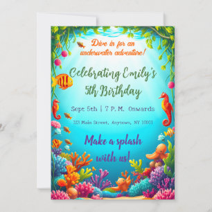 Lebhafte Einladung zum Geburtstag im Unterwasseroz