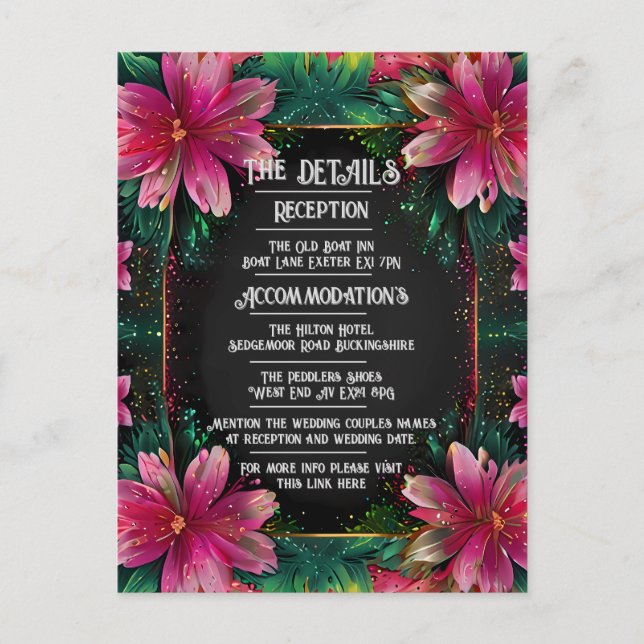 Lebhafte Einladung zur Blumenhochzeit Postkarte (Vorderseite)