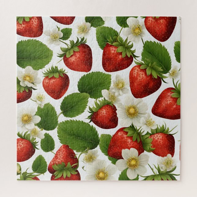 Lebhafte Erdbeeren, Blätter und Blume (Vertikal)