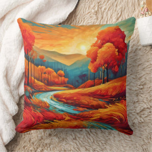 Lebhafte Fall River Scene Kissen