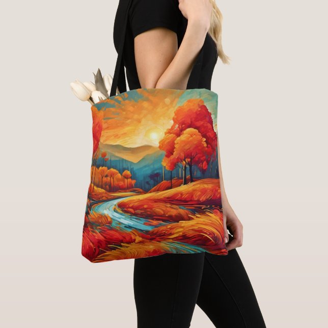 Lebhafte Fall River Scene Tasche (Von Nahem)