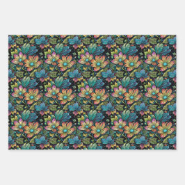 Lebhafte Fantasie der Blumen Geschenkpapier Set