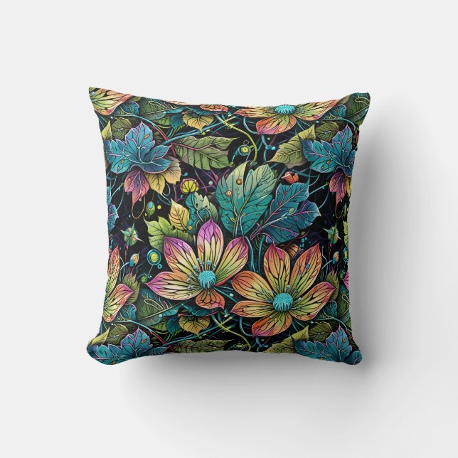 Lebhafte Fantasie der Blumen Kissen (Vorderseite)