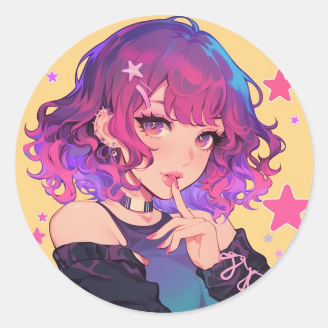 Lebhafte Fantasy Girl Stickers (Vorderseite)