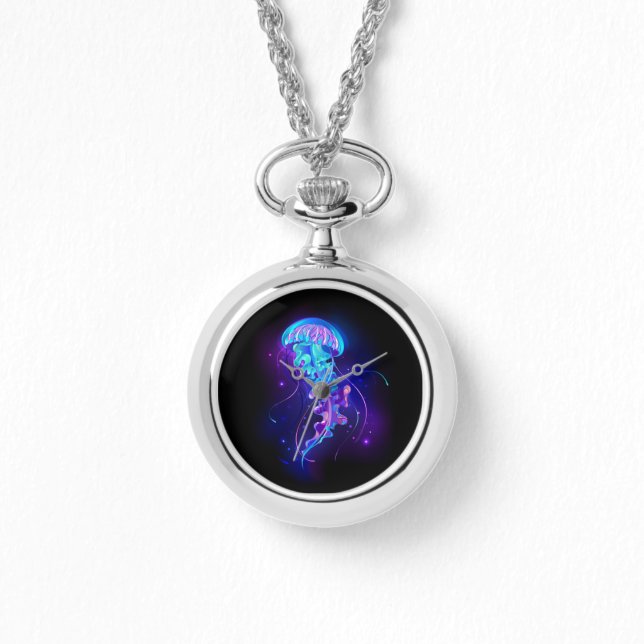 Lebhafte Farbe leuchtende Qualle Armbanduhr (Vorderseite)