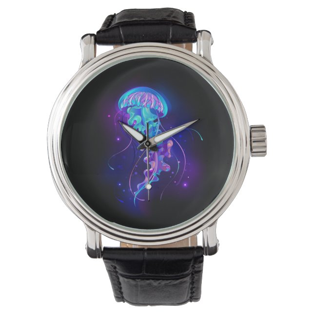 Lebhafte Farbe leuchtende Qualle Armbanduhr (Vorderseite)