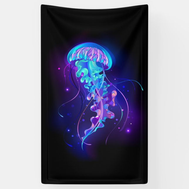 Lebhafte Farbe leuchtende Qualle Banner (Vertikal)