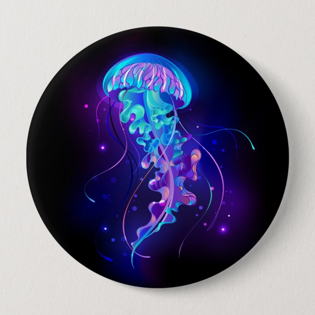 Lebhafte Farbe leuchtende Qualle Button (Vorderseite)