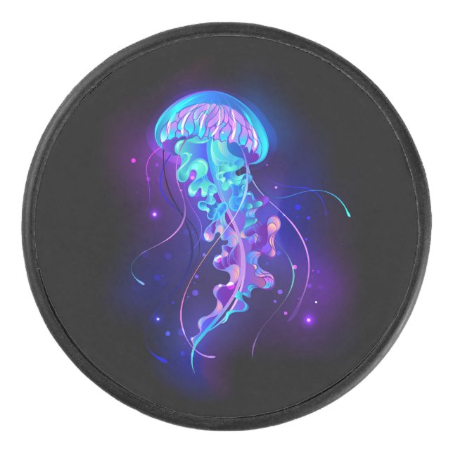 Lebhafte Farbe leuchtende Qualle Eishockey Puck (Vorderseite)