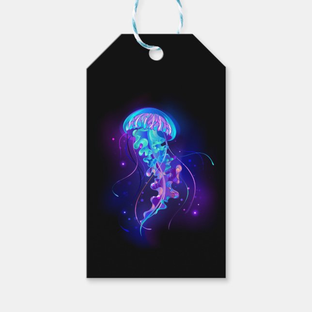 Lebhafte Farbe leuchtende Qualle Geschenkanhänger (Vorderseite)