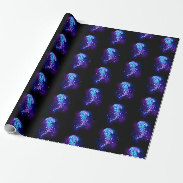 Lebhafte Farbe leuchtende Qualle Geschenkpapier (Ungerollt)