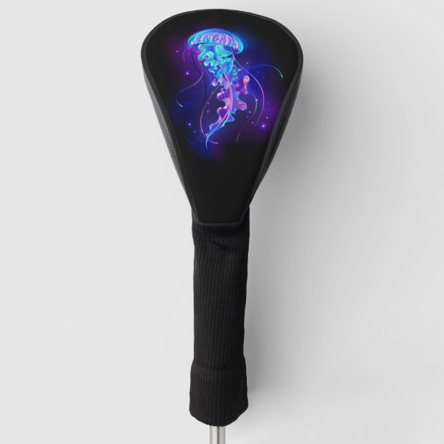 Lebhafte Farbe leuchtende Qualle Golf Headcover (Vorderseite)
