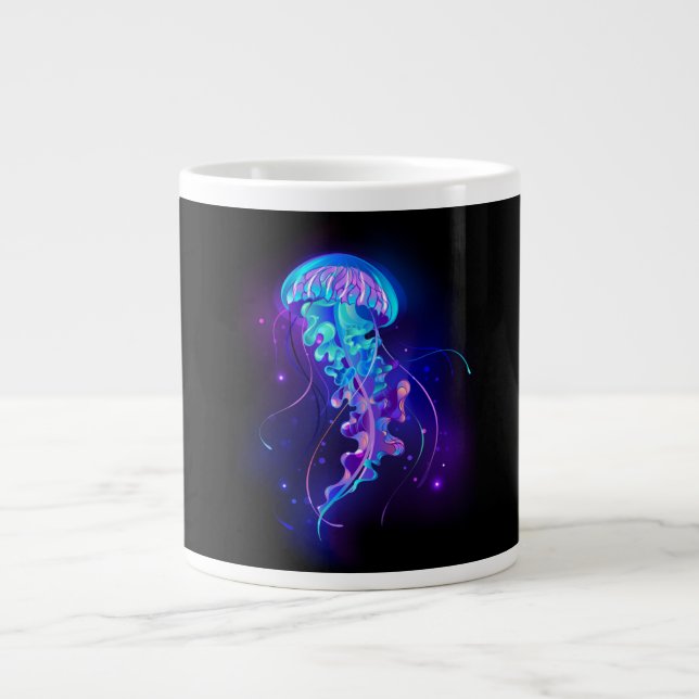Lebhafte Farbe leuchtende Qualle Jumbo-Tasse (Vorderseite)