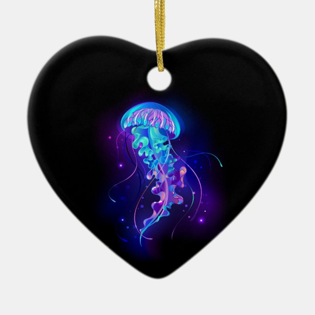 Lebhafte Farbe leuchtende Qualle Keramik Ornament (Vorne)