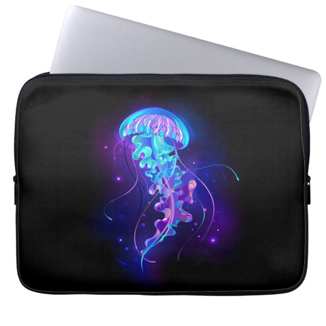 Lebhafte Farbe leuchtende Qualle Laptopschutzhülle (Vorderseite)