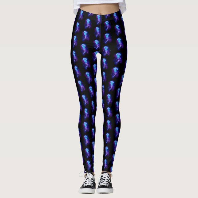 Lebhafte Farbe leuchtende Qualle Leggings (Vorderseite)