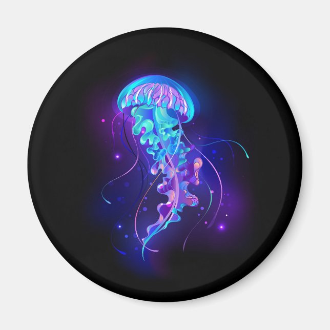 Lebhafte Farbe leuchtende Qualle Magnet (Vorne)