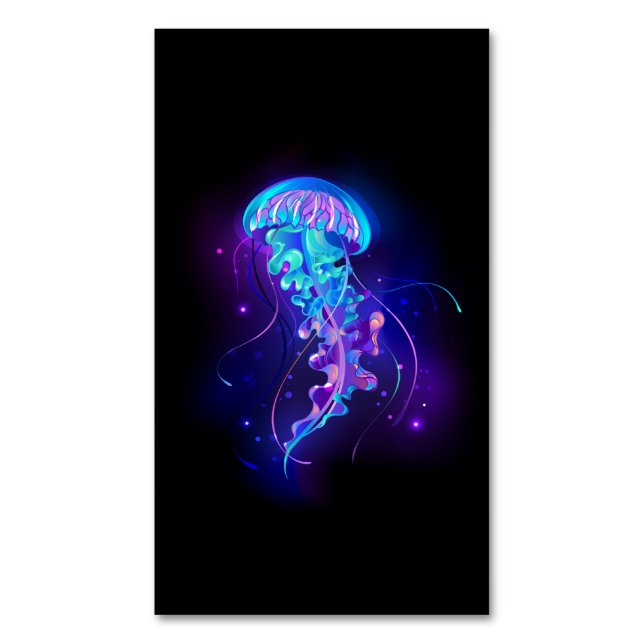Lebhafte Farbe leuchtende Qualle Magnetische Visitenkarte (Vorderseite Vertikal)