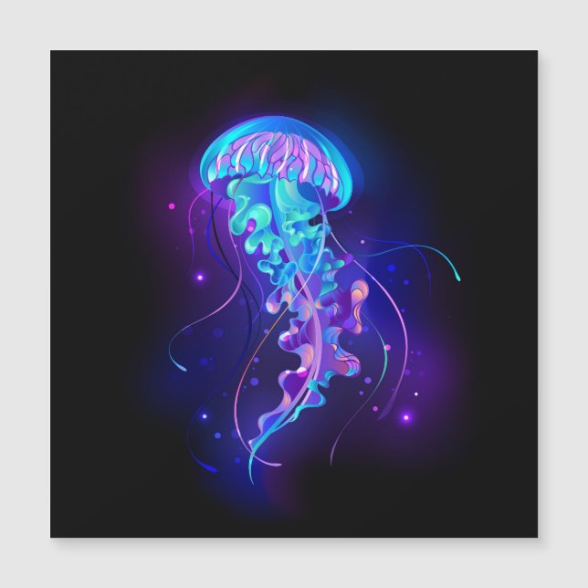 Lebhafte Farbe leuchtende Qualle Magnetkarte (Vorderseite)