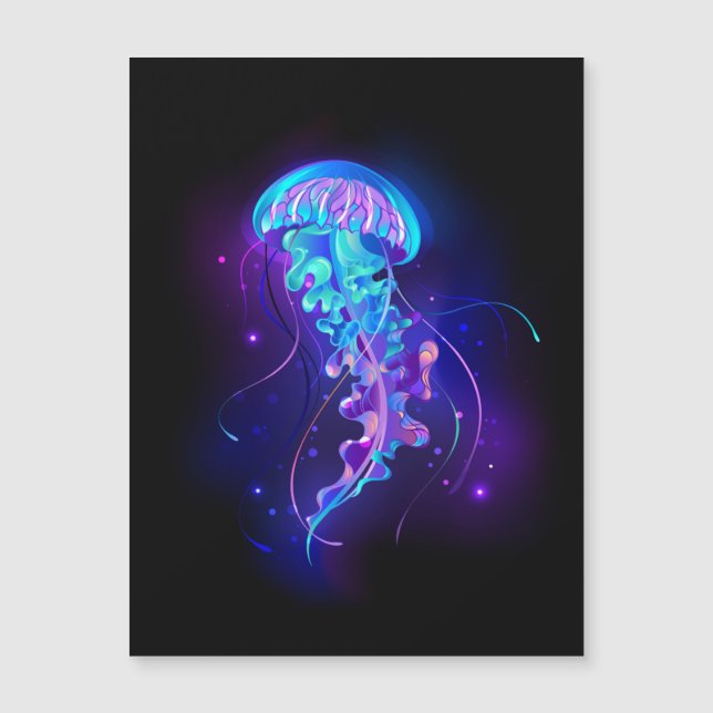 Lebhafte Farbe leuchtende Qualle Magnetkarte (Vorderseite)