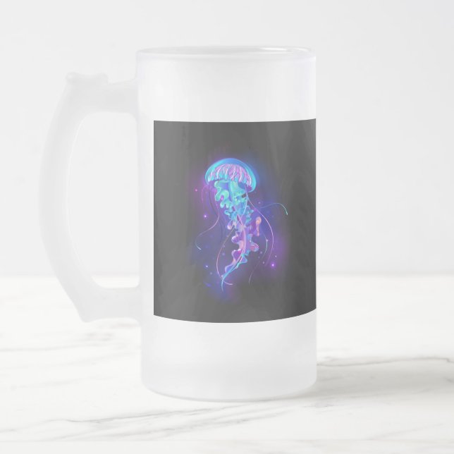 Lebhafte Farbe leuchtende Qualle Mattglas Bierglas (Links)