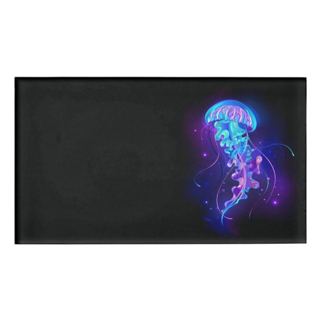 Lebhafte Farbe leuchtende Qualle Namenschild (Vorderseite)