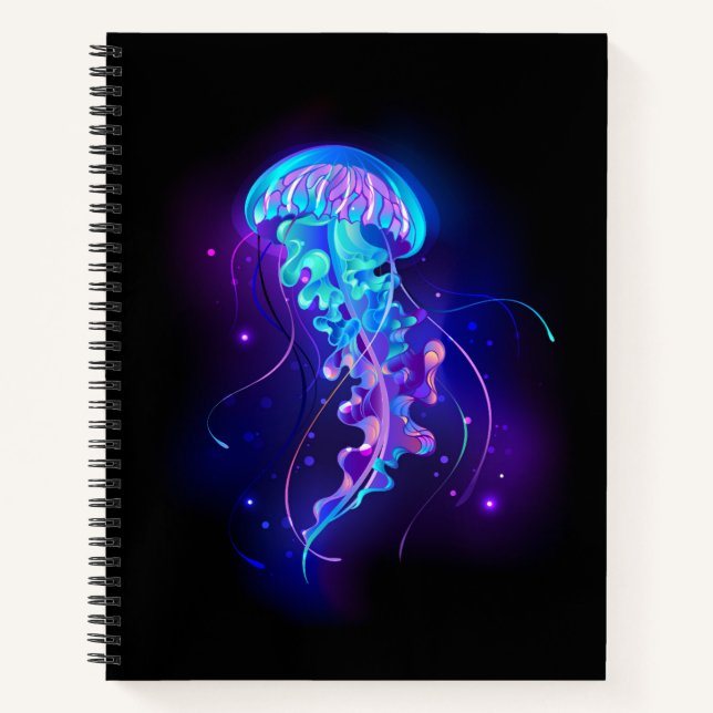 Lebhafte Farbe leuchtende Qualle Notizbuch (Vorderseite)