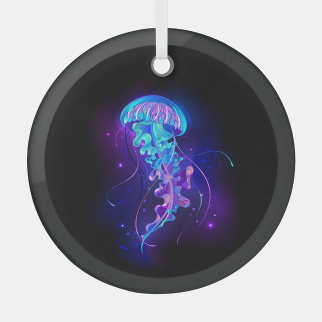 Lebhafte Farbe leuchtende Qualle Ornament Aus Glas (Vorderseite)