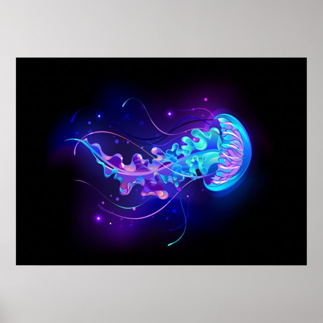 Lebhafte Farbe leuchtende Qualle Poster (Vorne)