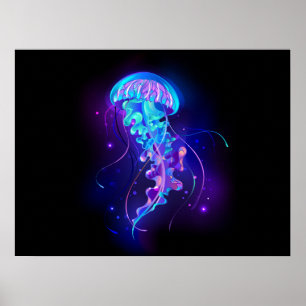 Lebhafte Farbe leuchtende Qualle Poster