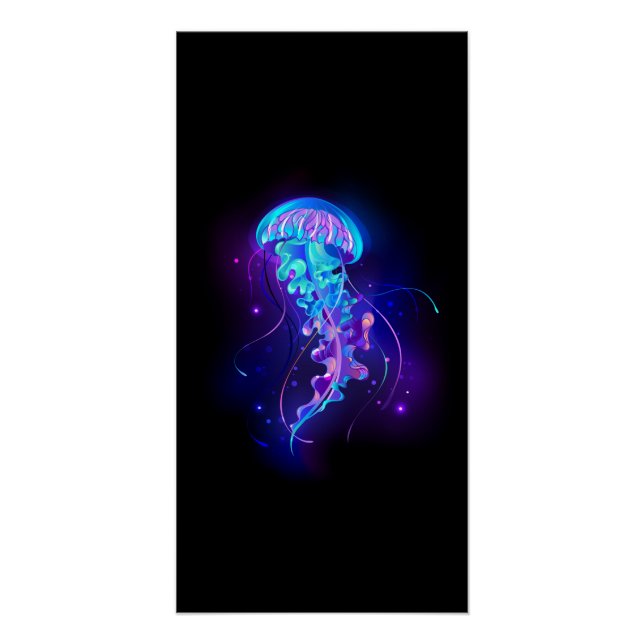 Lebhafte Farbe leuchtende Qualle Poster (Vorderseite)