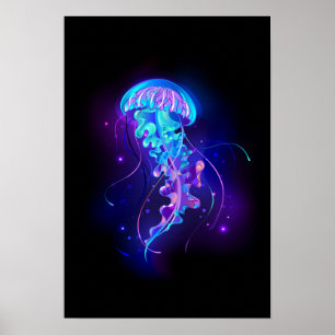 Lebhafte Farbe leuchtende Qualle Poster