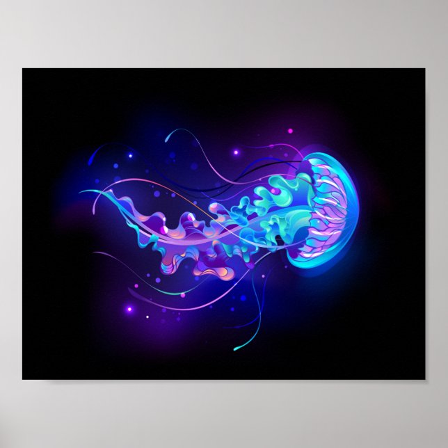 Lebhafte Farbe leuchtende Qualle Poster (Vorne)