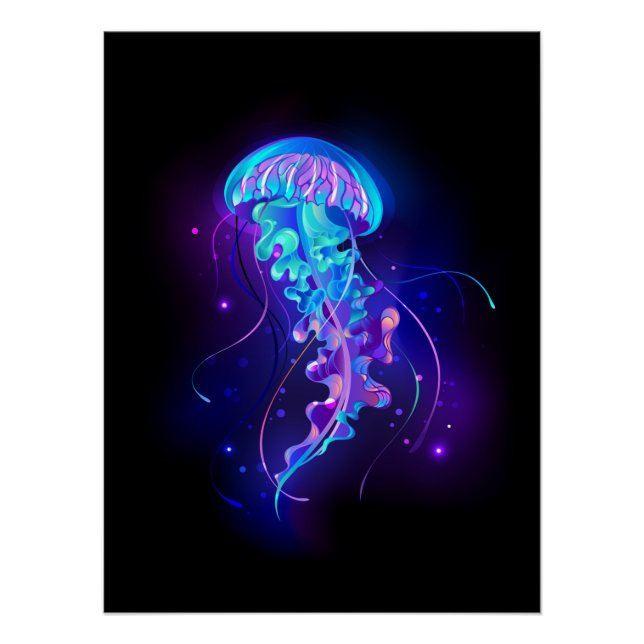 Lebhafte Farbe leuchtende Qualle Poster (Vorderseite)