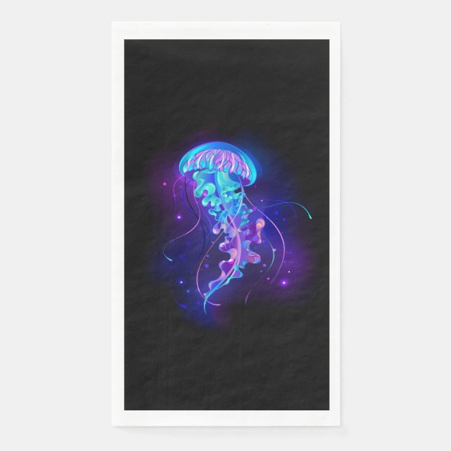 Lebhafte Farbe leuchtende Qualle Serviette (Vorderseite)