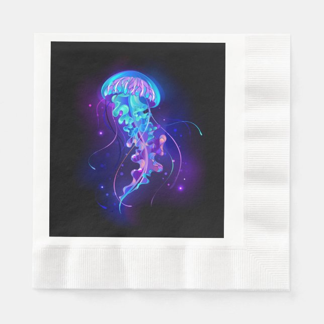Lebhafte Farbe leuchtende Qualle Serviette (Vorderseite)