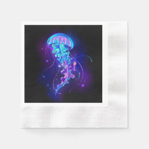 Lebhafte Farbe leuchtende Qualle Serviette