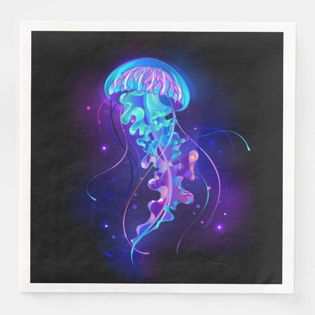 Lebhafte Farbe leuchtende Qualle Serviette (Vorderseite)