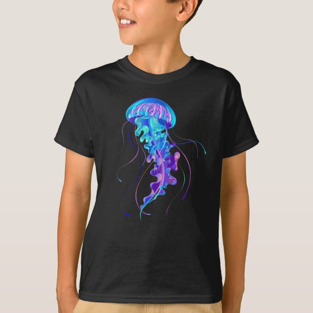 Lebhafte Farbe leuchtende Qualle T-Shirt (Vorderseite)