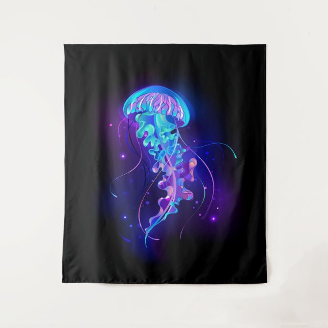 Lebhafte Farbe leuchtende Qualle Wandteppich (Vorderseite)