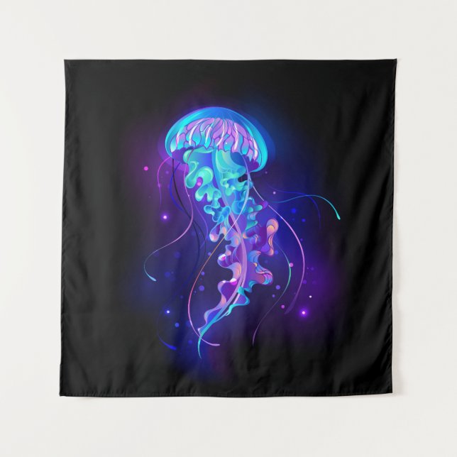 Lebhafte Farbe leuchtende Qualle Wandteppich (Vorderseite)