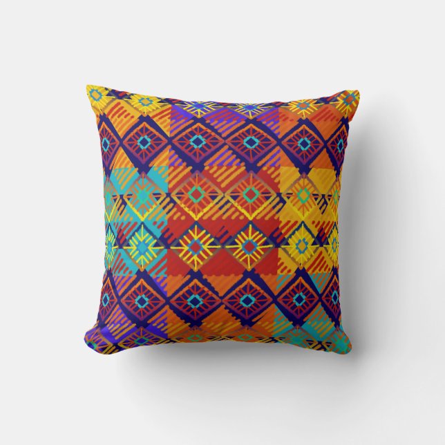 Lebhafte Farben Ankara Style Print | African Boho Kissen (Vorderseite)