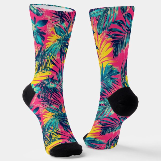 Lebhafte Farben Exotisches Muster Socken (Gewinkelt)