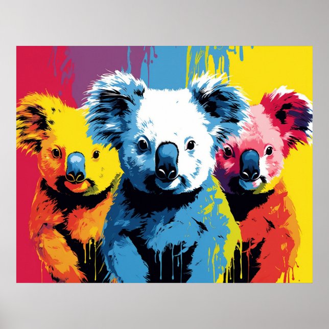 Lebhafte Farben Koala Bars Kunst Poster (Vorne)