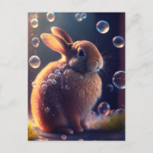 Lebhafte farbenfrohe Blase Bunny Rabbit Postcard