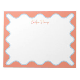 Lebhafte farbenfrohe blaue und rosa Wavy Zigzag Bo Notizblock